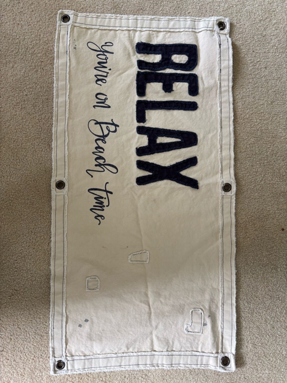 RELAX Beach Wall Banner - White and Navy